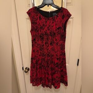 Libby Edelman Scarlet and Ebony Floral Midi Dress
